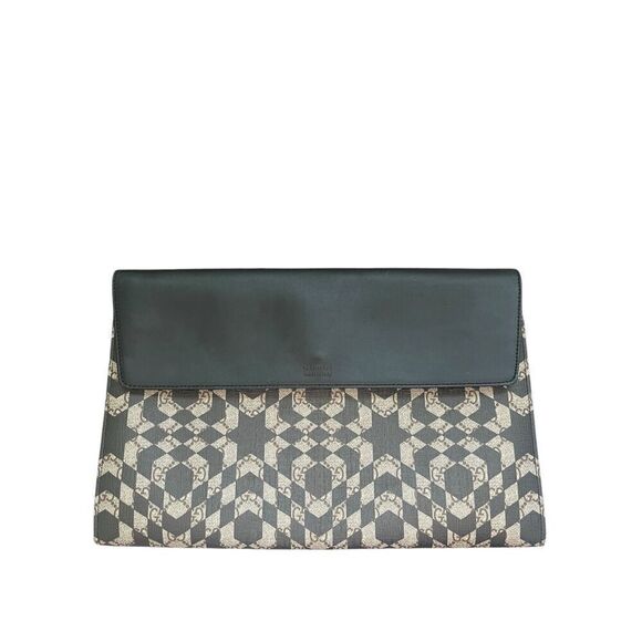 Gucci GG Supreme Monogram Canvas Leather Caleido Print Envelope Clutch Black - Picture 1 of 4